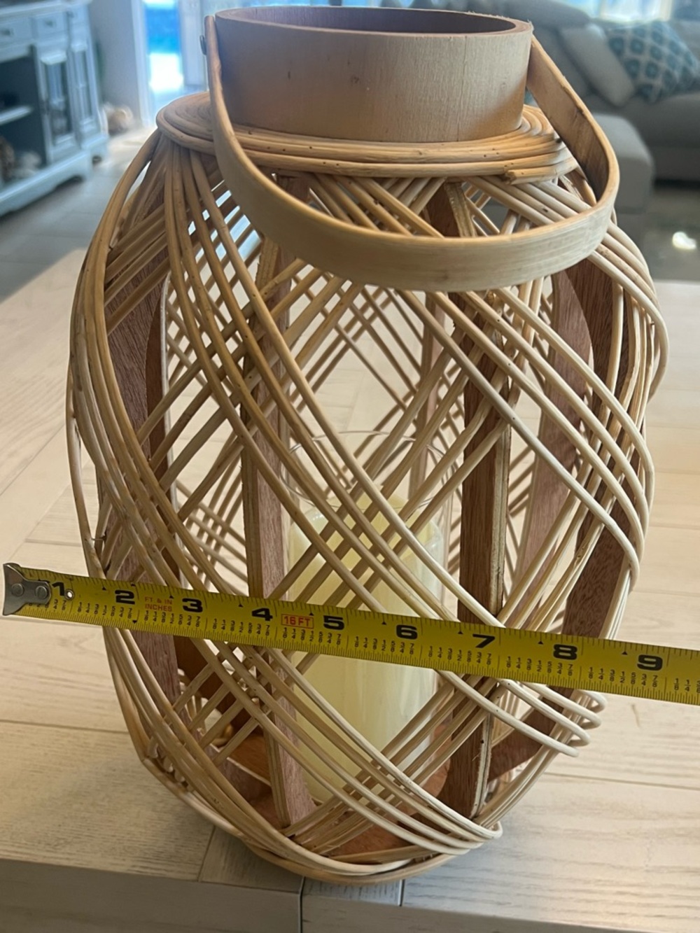 Home Goods Natural Rattan Lantern in Beige - Picture 3 of 6